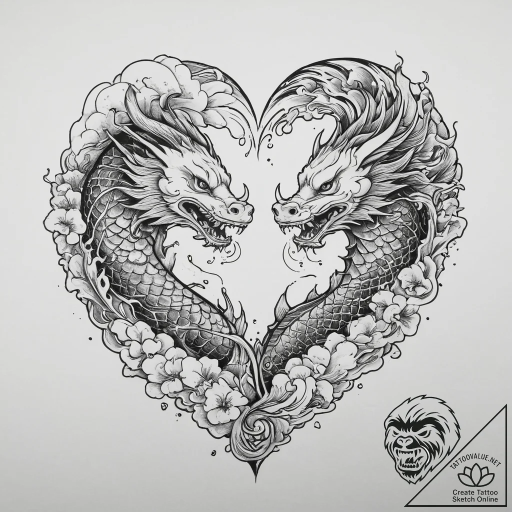 Tattoo sketch two halves of a candy heart wit... - tattoo sketch (№1754242509_0, 03.08.2025 17:35) — tattoovalue.net