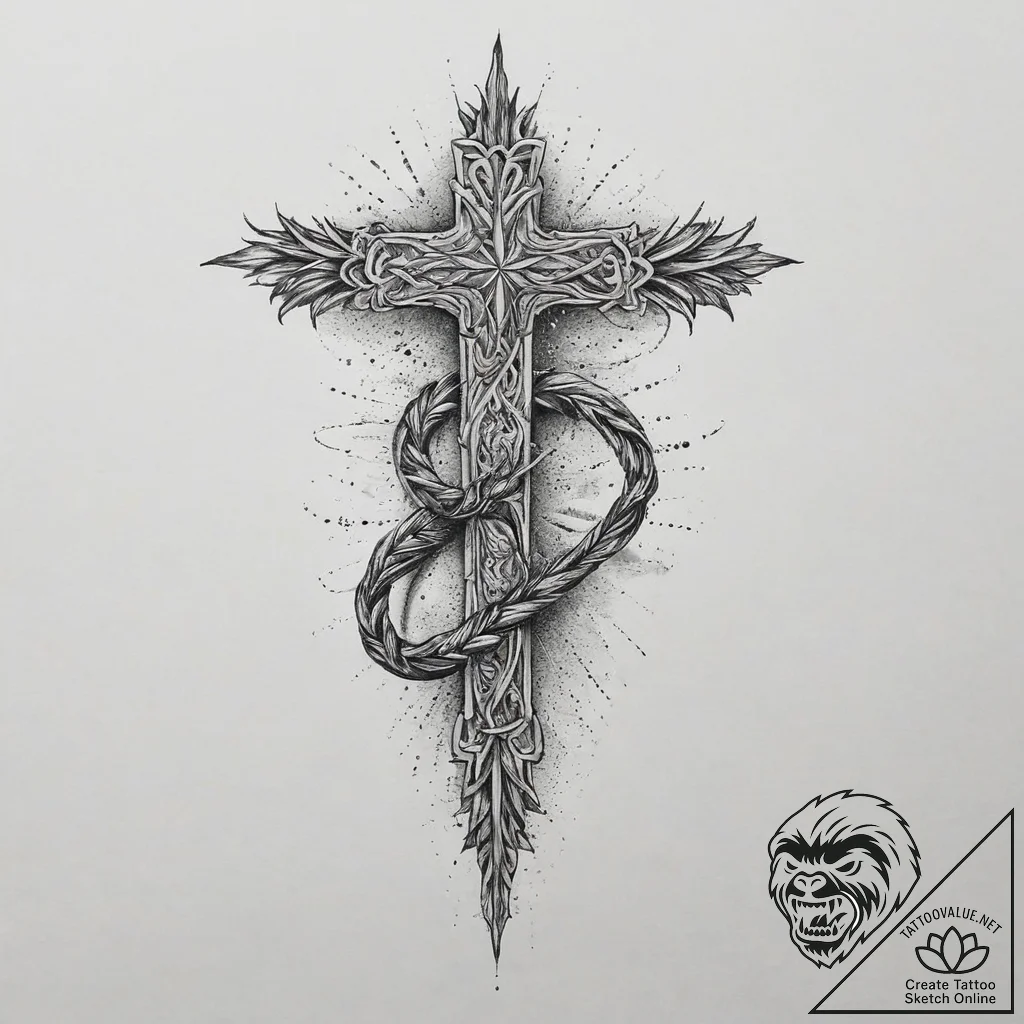 Pike, tattoo line art, detailed cross-hatchin... - tattoo sketch (№1754242714_0, 03.08.2025 17:38) — tattoovalue.net