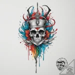 A hand writing with a quill that drips blood,… – tattoo sketch (№1754242917_0, 03.08.2025 17:41) — tattoovalue.net