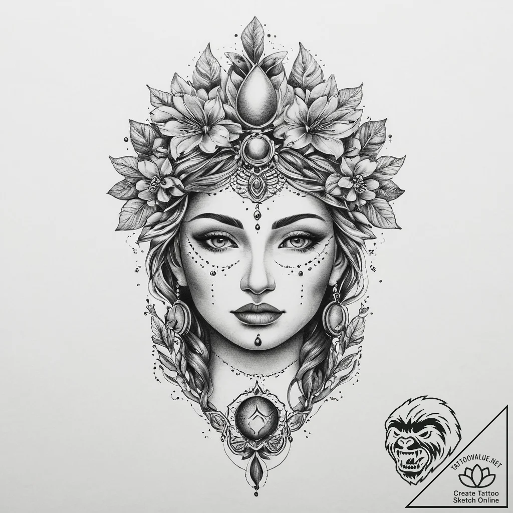 р сѓрѕр° р‘рµсђрµрірёрѕсџ (bereginya, protect... - tattoo sketch (№1754243936_0, 03.08.2025 17:58) — tattoovalue.net