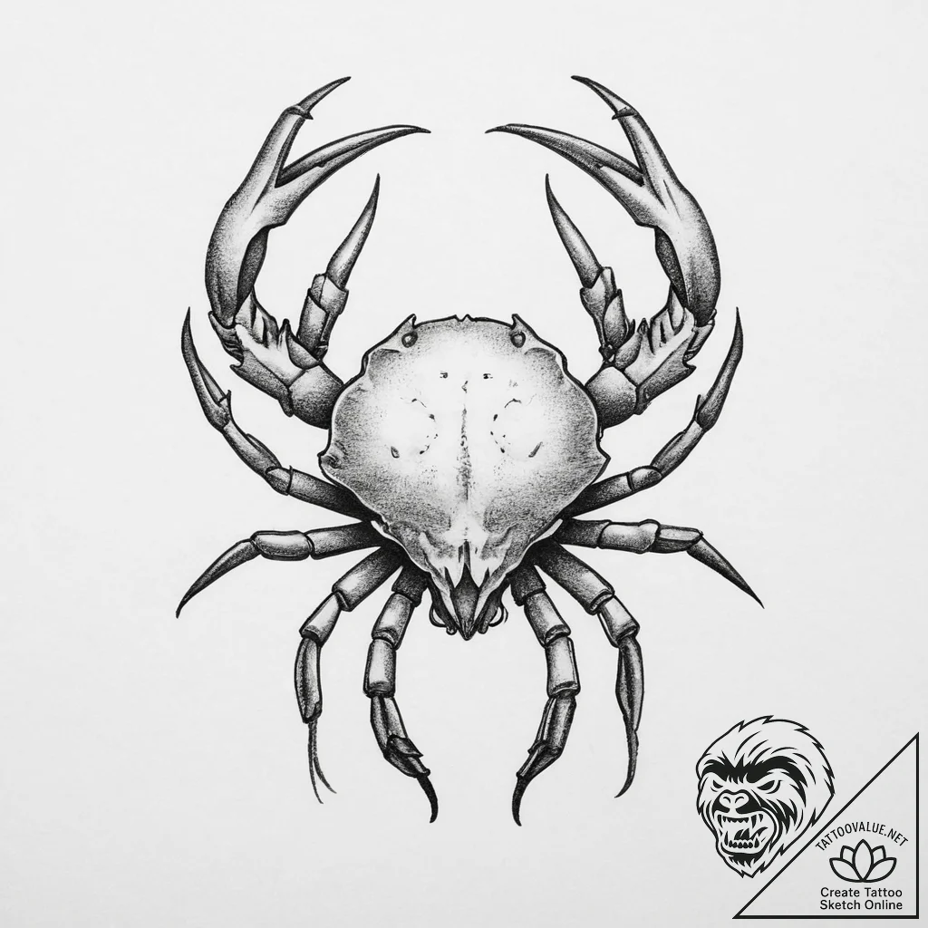Cancer (animal/sign) - tattoo sketch (№1754245781_0, 03.08.2025 18:29) — tattoovalue.net