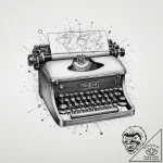 A typewriter typing out a constellation map,… – tattoo sketch (№1754247623_0, 03.08.2025 19:00) — tattoovalue.net