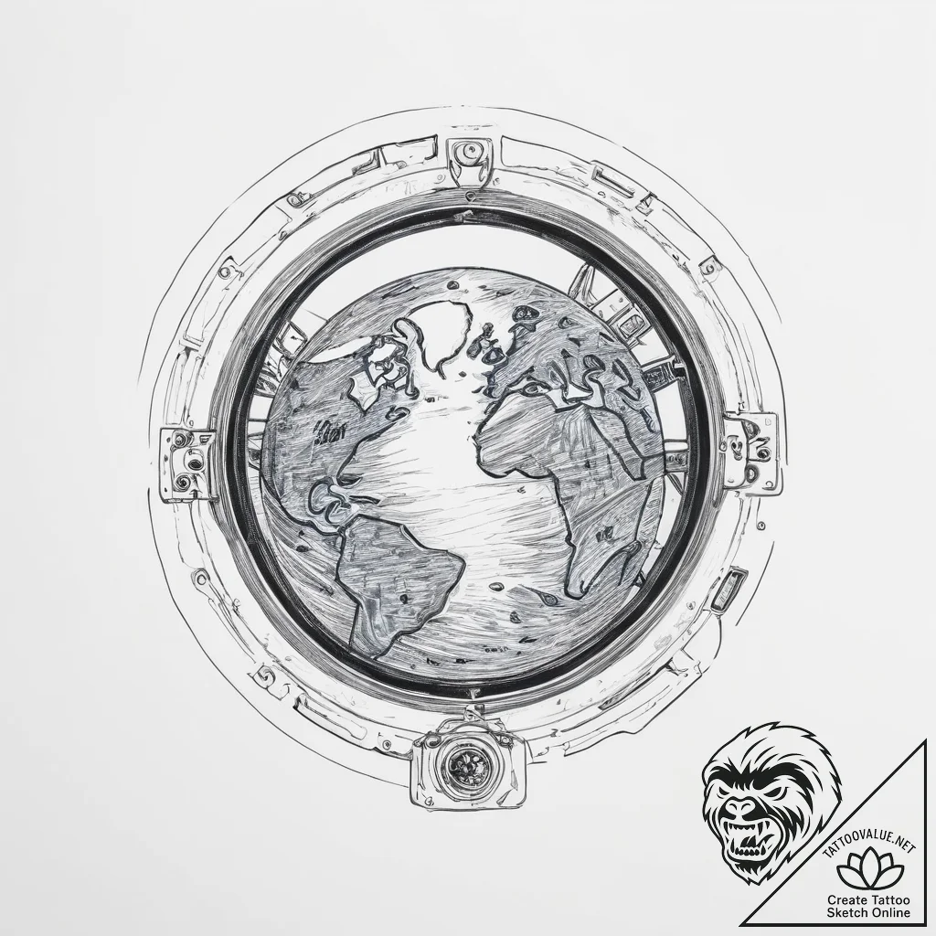 A view of the earth from the international sp... - tattoo sketch (№1754247826_0, 03.08.2025 19:03) — tattoovalue.net