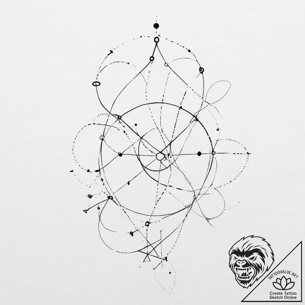 Tattoo sketch gemini constellation, lines con... - tattoo sketch (№1754248438_0, 03.08.2025 19:13) — tattoovalue.net