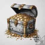 Tattoo design a treasure chest overflowing wi… – tattoo sketch (№1754249050_0, 03.08.2025 19:24) — tattoovalue.net