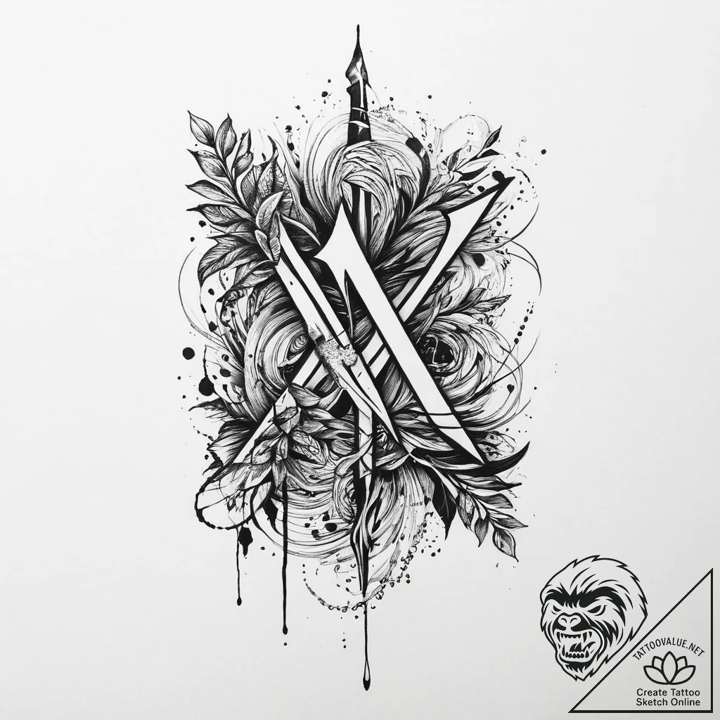 141. tattoo sketch: the rune "potok," its lin... - tattoo sketch (№1754250281_0, 03.08.2025 19:44) — tattoovalue.net