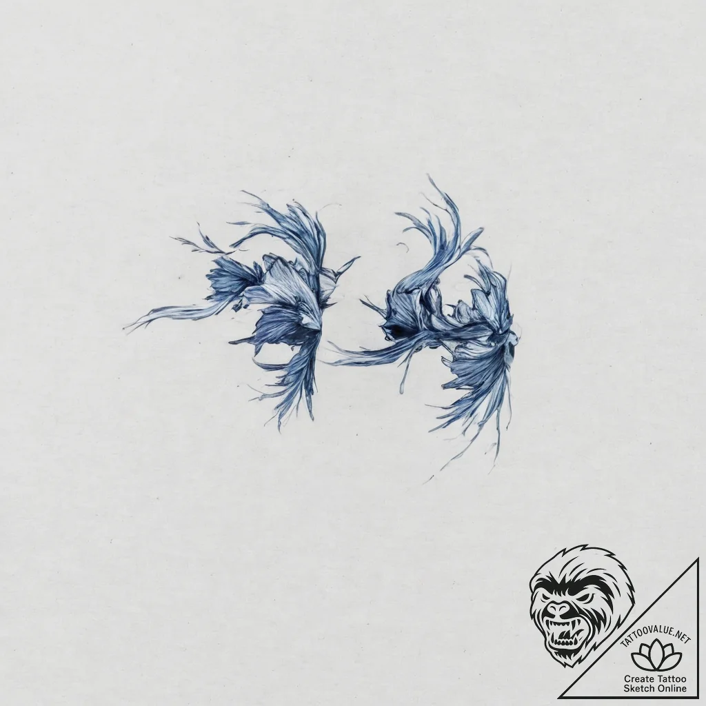 Two fighting fish (siamese fighting fish) - tattoo sketch (№1754251096_0, 03.08.2025 19:58) — tattoovalue.net