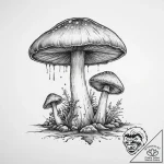 Tattoo design a single, powerful mushroom pus… – tattoo sketch (№1754253330_0, 03.08.2025 20:35) — tattoovalue.net