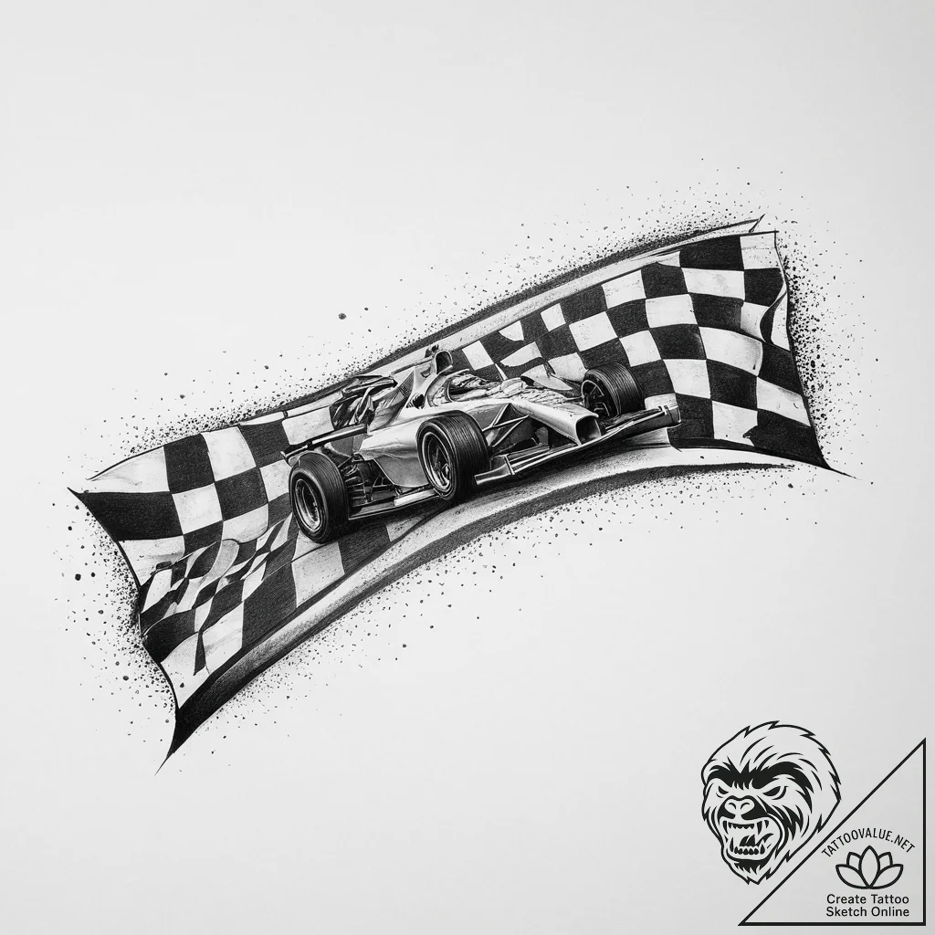 Tattoo sketch a stylized race track with a ch... - tattoo sketch (№1754253533_0, 03.08.2025 20:38) — tattoovalue.net