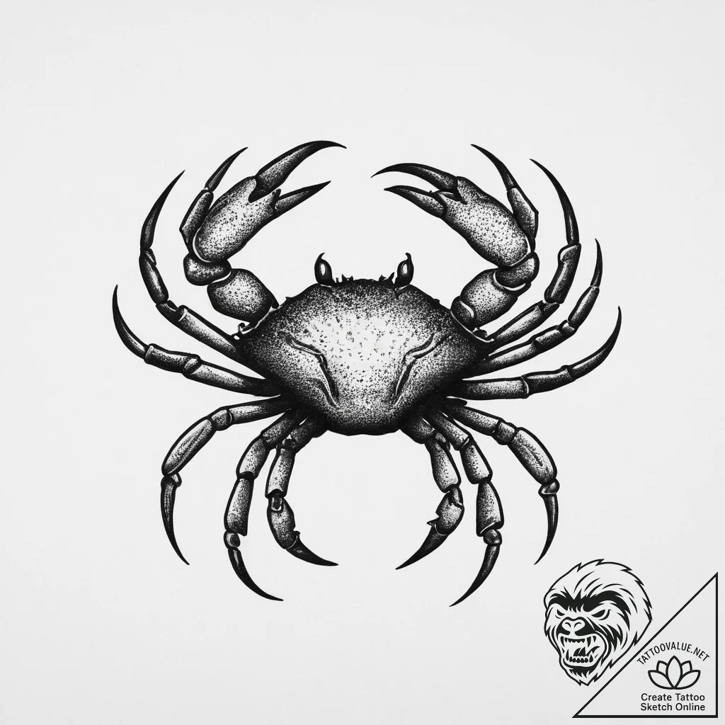 Tattoo design a cancer crab, with a small cha... - tattoo sketch (№1754254152_0, 03.08.2025 20:49) — tattoovalue.net