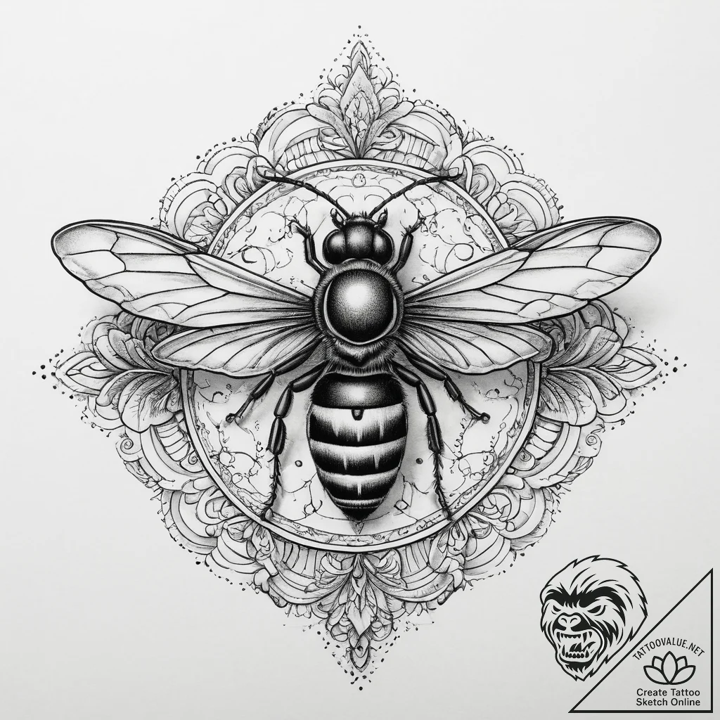 Wasp, tattoo sketch design, ornamental tattoo... - tattoo sketch (№1754255381_0, 03.08.2025 21:09) — tattoovalue.net