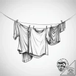 A person hanging laundry on a clothesline on… – tattoo sketch (№1754255788_0, 03.08.2025 21:16) — tattoovalue.net
