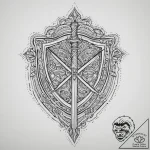 Tattoo design a shield with two crossing swor… – tattoo sketch (№1754256194_0, 03.08.2025 21:23) — tattoovalue.net