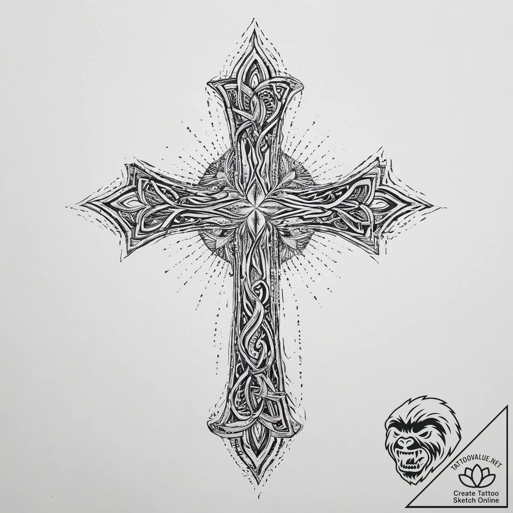An icelandic magical stave (e.g., ægishjálmur... - tattoo sketch (№1754257396_0, 03.08.2025 21:43) — tattoovalue.net