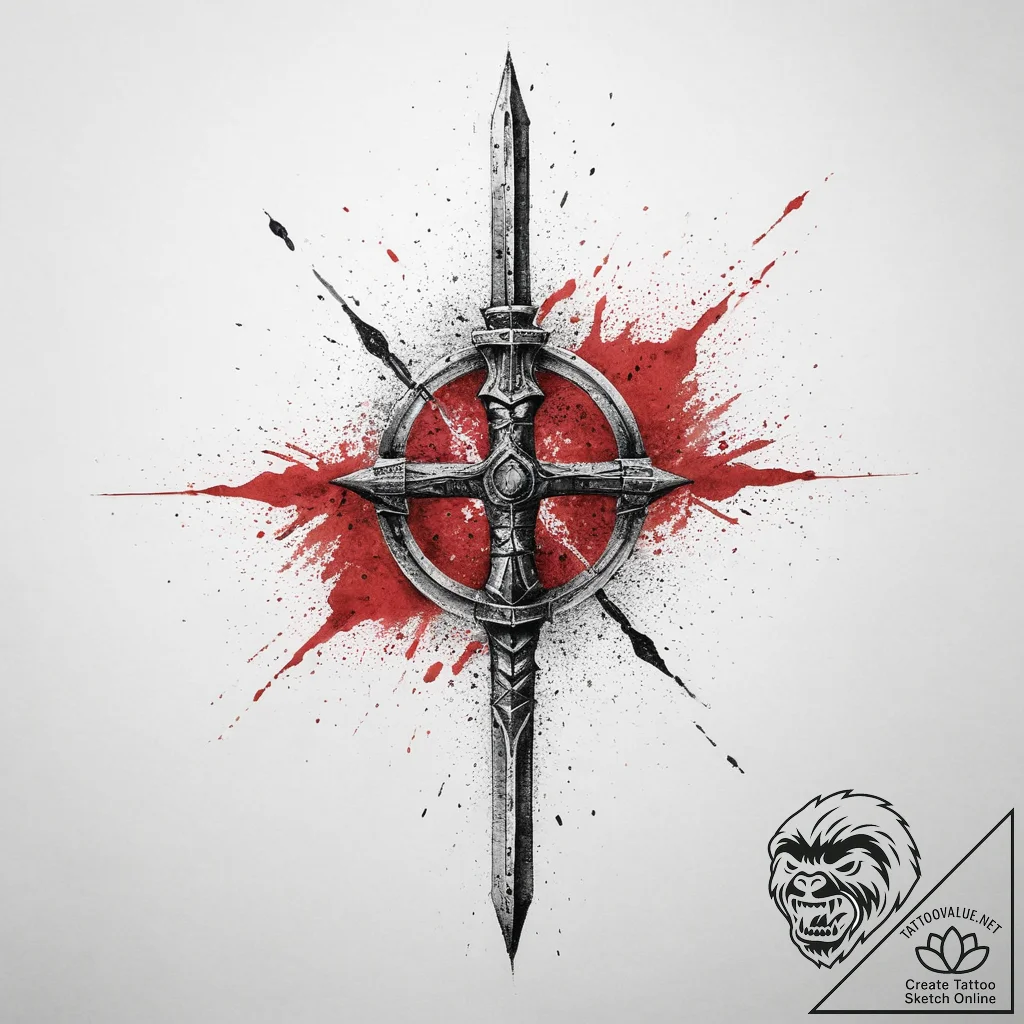 Tattoo sketch a spartan spear crossed with a... - tattoo sketch (№1754257597_0, 03.08.2025 21:46) — tattoovalue.net