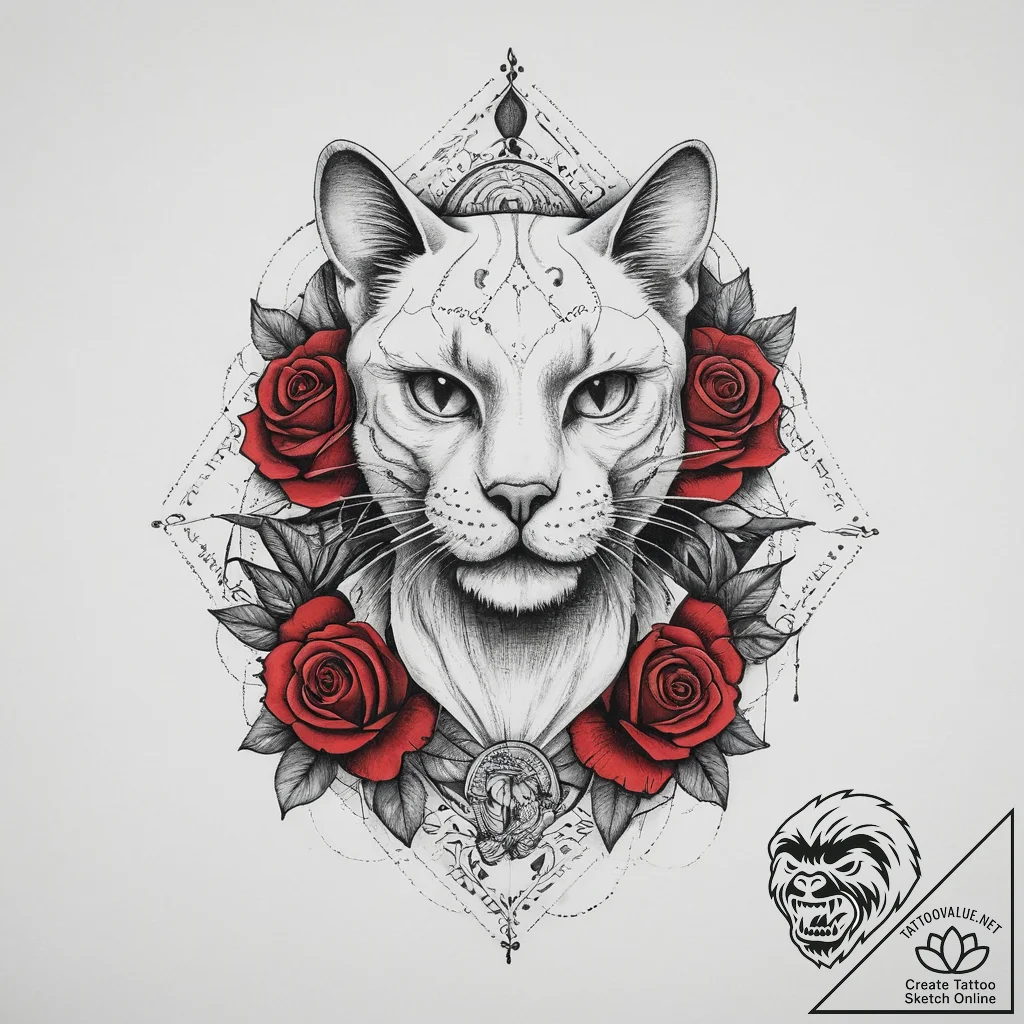Schrodinger's cat (box with question mark), a... - tattoo sketch (№1754258604_0, 03.08.2025 22:03) — tattoovalue.net