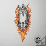 Tattoo design a stylized jetpack with flames… – tattoo sketch (№1754258808_0, 03.08.2025 22:06) — tattoovalue.net