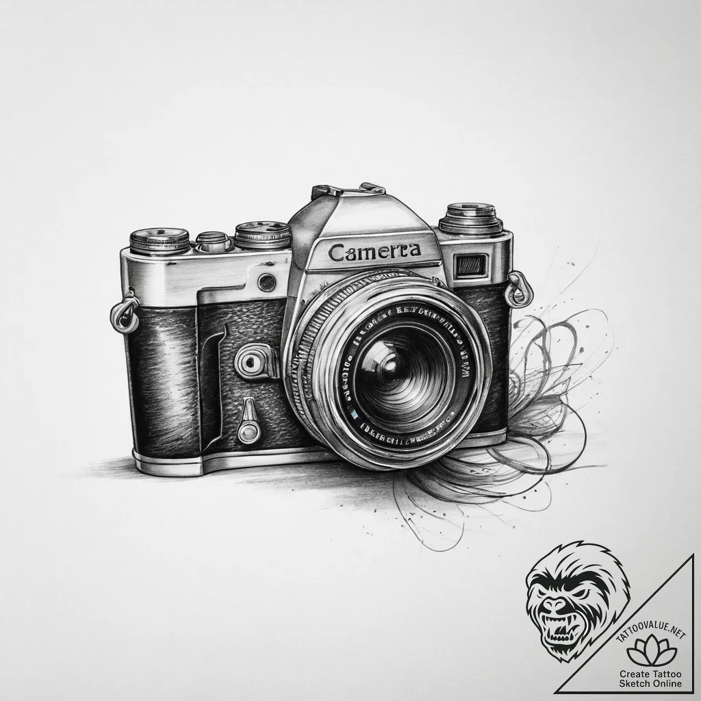Tattoo sketch a stylized camera lens on one,... - tattoo sketch (№1754259008_0, 03.08.2025 22:10) — tattoovalue.net