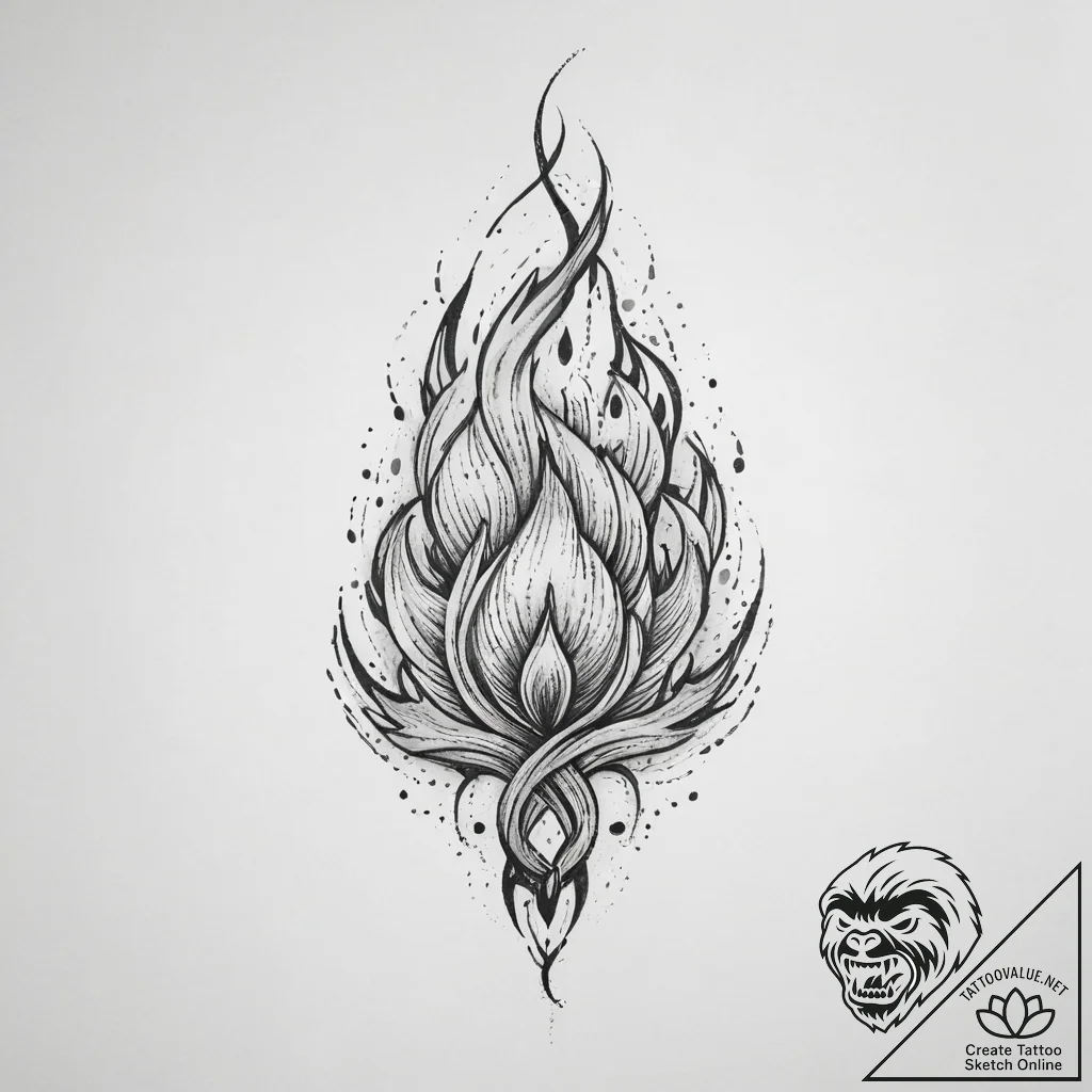 Tattoo sketch a powerful, abstract flame. - tattoo sketch (№1754260206_0, 03.08.2025 22:30) — tattoovalue.net