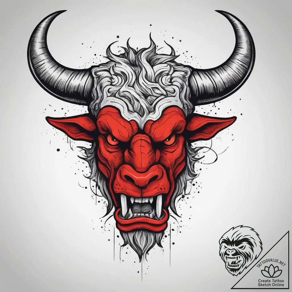 Tattoo sketch a roaring minotaur head, symbol... - tattoo sketch (№1754260604_0, 03.08.2025 22:36) — tattoovalue.net