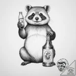 A tanuki with its sake bottle – tattoo sketch (№1754261002_0, 03.08.2025 22:43) — tattoovalue.net