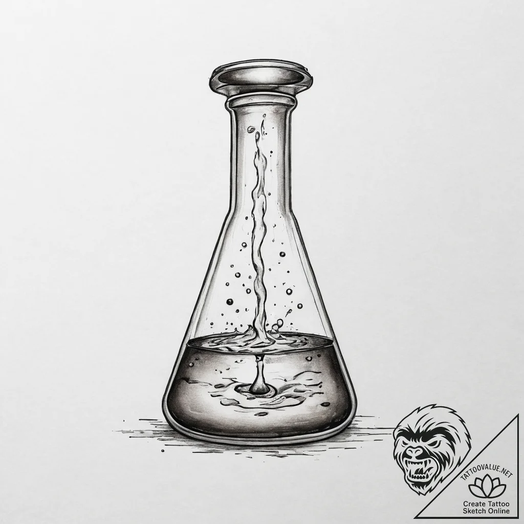 Tattoo design a futuristic laboratory beaker... - tattoo sketch (№1754261998_0, 03.08.2025 22:59) — tattoovalue.net