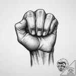 Tattoo design a clenched fist made of stylize… – tattoo sketch (№1754262198_0, 03.08.2025 23:03) — tattoovalue.net