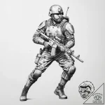 Tattoo design a dynamic image of a soldier or… – tattoo sketch (№1754263195_0, 03.08.2025 23:19) — tattoovalue.net