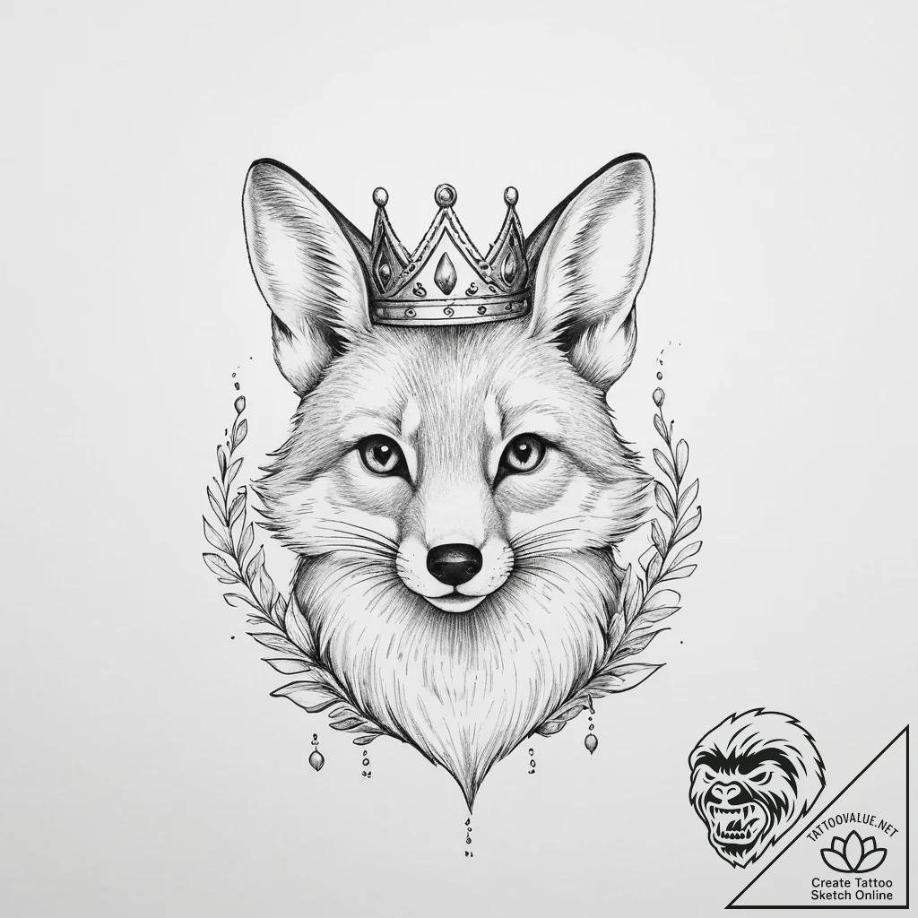 Tattoo design a whimsical animal (e.g., a fox... - tattoo sketch (№1754263395_0, 03.08.2025 23:23) — tattoovalue.net