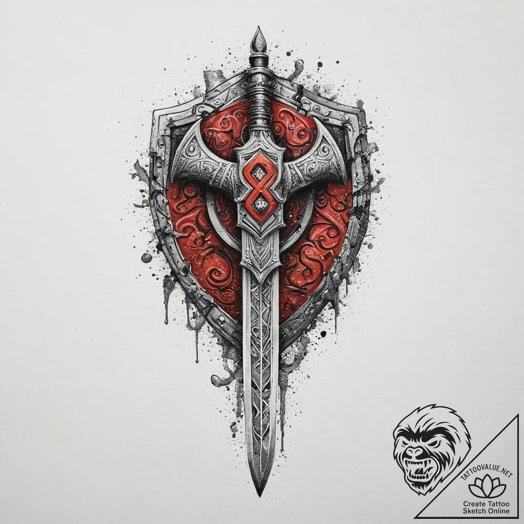78. tattoo sketch: "sila" rune integrated int... - tattoo sketch (№1754263593_0, 03.08.2025 23:26) — tattoovalue.net