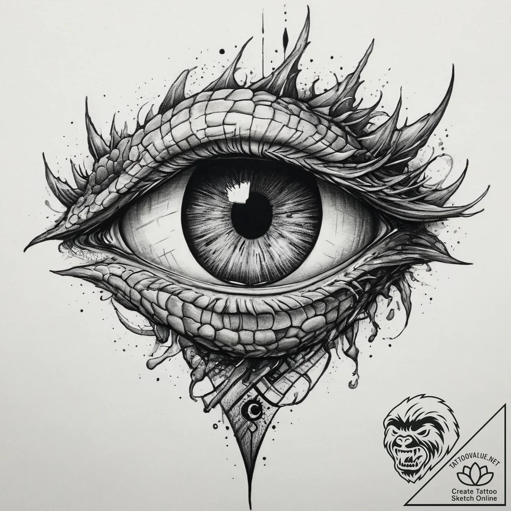 Dragon's eye (closeup), concept art for tatto... - tattoo sketch (№1754263793_0, 03.08.2025 23:29) — tattoovalue.net