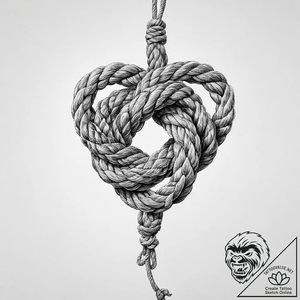 Tattoo sketch a climbing rope forming a stron... - tattoo sketch (№1754264588_0, 03.08.2025 23:43) — tattoovalue.net