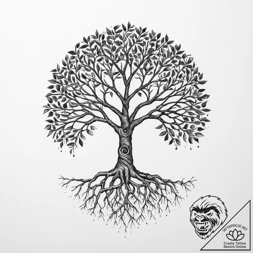 Tattoo design: a depiction of the tree of lif... - tattoo sketch (№1754265187_0, 03.08.2025 23:53) — tattoovalue.net