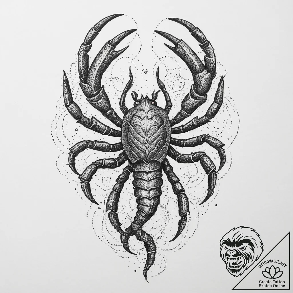 Tattoo design a scorpio scorpion, its body ma... - tattoo sketch (№1754266188_0, 04.08.2025 00:09) — tattoovalue.net