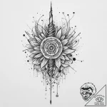 A sewing needle and thread, tattoo flash shee… – tattoo sketch (№1754267190_0, 04.08.2025 00:26) — tattoovalue.net