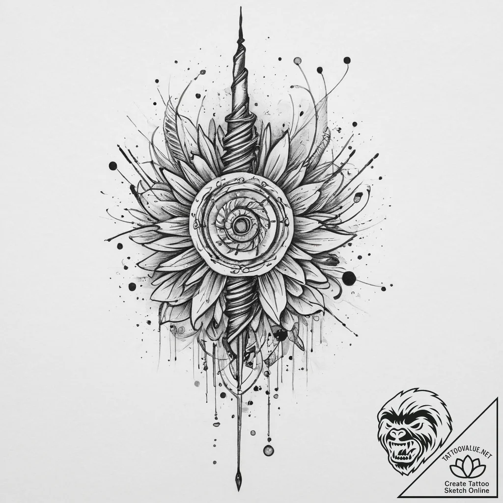 A sewing needle and thread, tattoo flash shee... - tattoo sketch (№1754267190_0, 04.08.2025 00:26) — tattoovalue.net