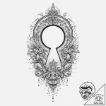 A keyhole shape, ink illustration for tattoo,… – tattoo sketch (№1754267788_0, 04.08.2025 00:36) — tattoovalue.net