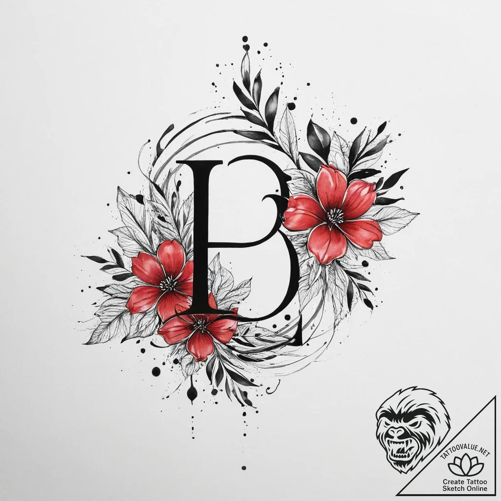 Tattoo sketch a floral design with hidden ini... - tattoo sketch (№1754267988_0, 04.08.2025 00:39) — tattoovalue.net