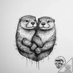 Tattoo design a pair of otters holding hands,… – tattoo sketch (№1754268389_0, 04.08.2025 00:46) — tattoovalue.net