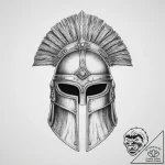 Tattoo design a roman centurion’s helmet, sym… – tattoo sketch (№1754268589_0, 04.08.2025 00:49) — tattoovalue.net