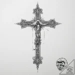 Latin cross, concept art for tattoo, black an… – tattoo sketch (№1754268985_0, 04.08.2025 00:56) — tattoovalue.net