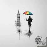 A lone figure with an umbrella walking down a… – tattoo sketch (№1754271977_0, 04.08.2025 01:46) — tattoovalue.net
