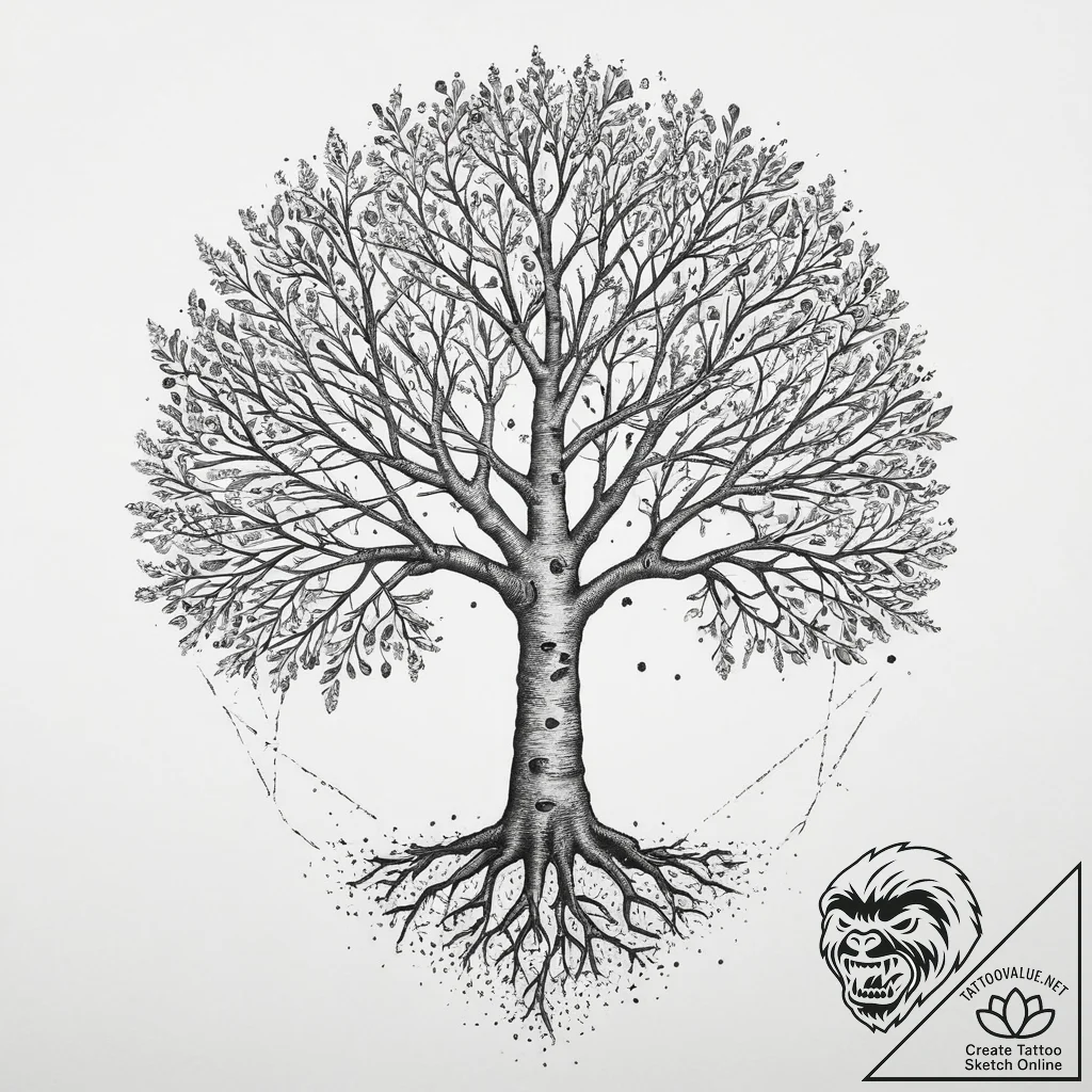 Tattoo design a tree with branches for parent... - tattoo sketch (№1754272574_0, 04.08.2025 01:56) — tattoovalue.net