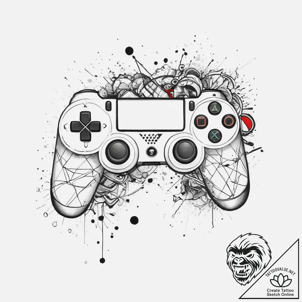 Tattoo design a controller breaking apart int... - tattoo sketch (№1754272983_0, 04.08.2025 02:03) — tattoovalue.net