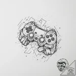 Tattoo sketch a gamer’s hand blending into th… – tattoo sketch (№1754273182_0, 04.08.2025 02:06) — tattoovalue.net