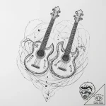 Tattoo design two stylized hands playing inst… – tattoo sketch (№1754273386_0, 04.08.2025 02:09) — tattoovalue.net