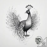 Peacock, ink illustration for tattoo, clean l… – tattoo sketch (№1754273983_0, 04.08.2025 02:19) — tattoovalue.net