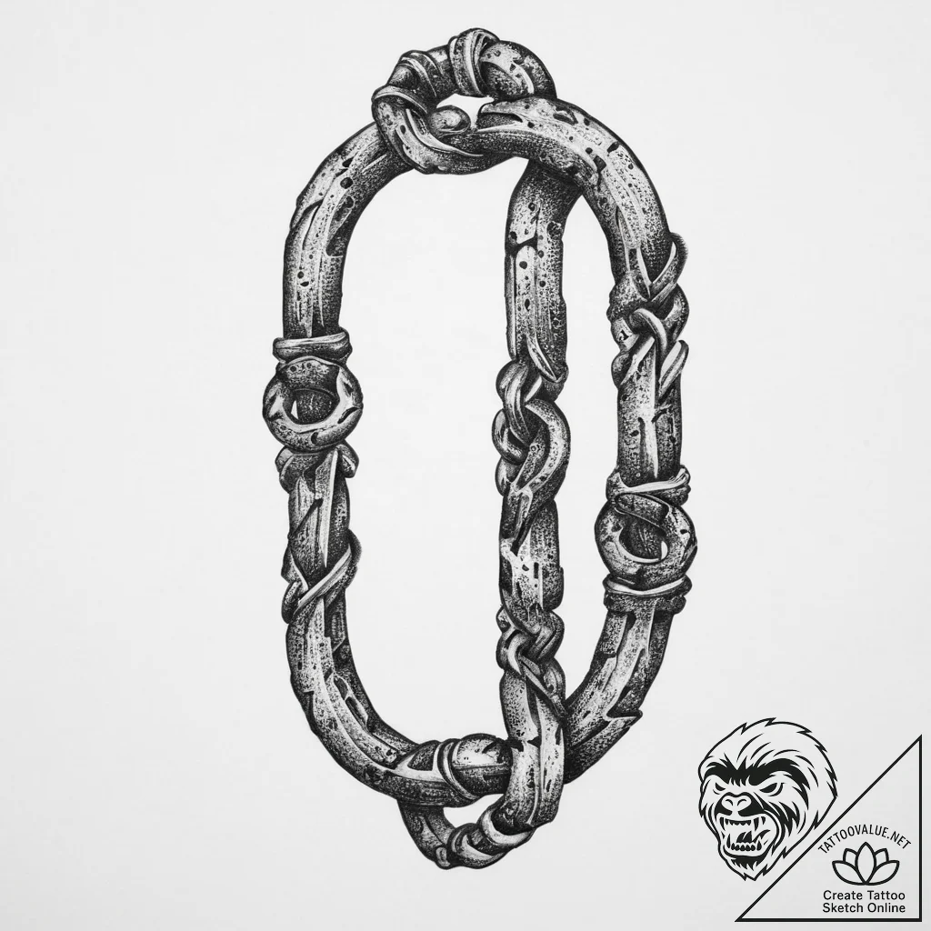 Tattoo design a broken chain with one strong,... - tattoo sketch (№1754274785_0, 04.08.2025 02:33) — tattoovalue.net