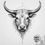 Tattoo design a taurus bull with a delicate b… – tattoo sketch (№1754275381_0, 04.08.2025 02:43) — tattoovalue.net