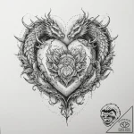Tattoo sketch a heart container with a dragon… – tattoo sketch (№1754277394_0, 04.08.2025 03:16) — tattoovalue.net
